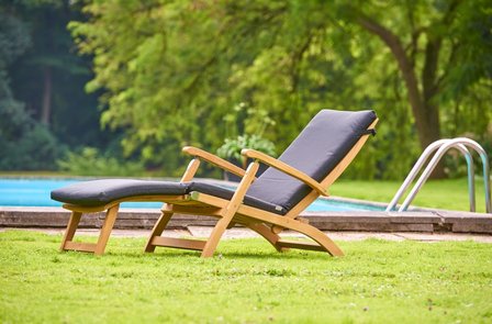 Traditional Teak KATE deckchair / ligstoel (Wit)