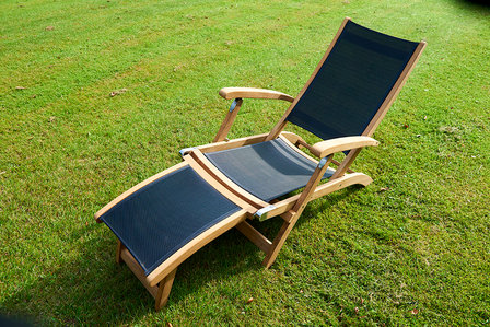 Traditional Teak KATE deckchair / ligstoel (Wit)