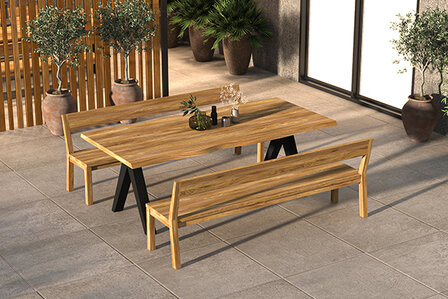 Traditional Teak NEO boomstam Tuintafel 300 x 100 cm