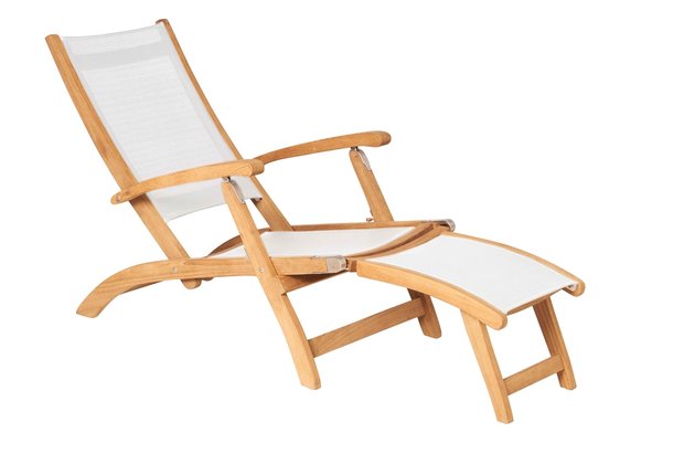 Traditional Teak KATE deckchair / ligstoel (Wit)