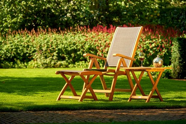 Traditional Teak KATE voetstoel (taupe)