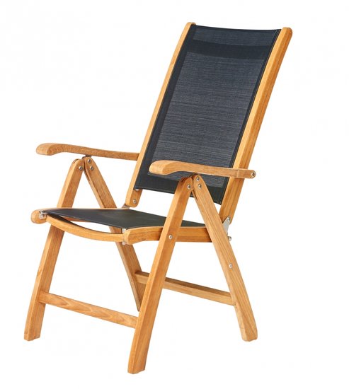 Traditional Teak KATE recliner / verstelbare stoel (zwart)